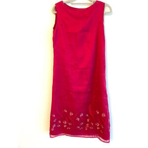 Dana Buchman Silk Midi Dress with Overlay and Embroidered Flowers Sz 4 EUC